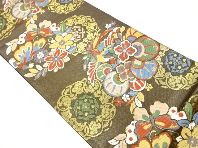 JAPANESE FUKURO OBI / WOVEN FLOWER CREST